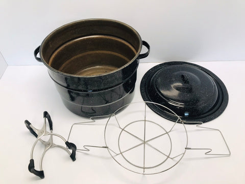 Canning Pot Enamelware XLarge 24 Quart Vintage With New Jar Lifter