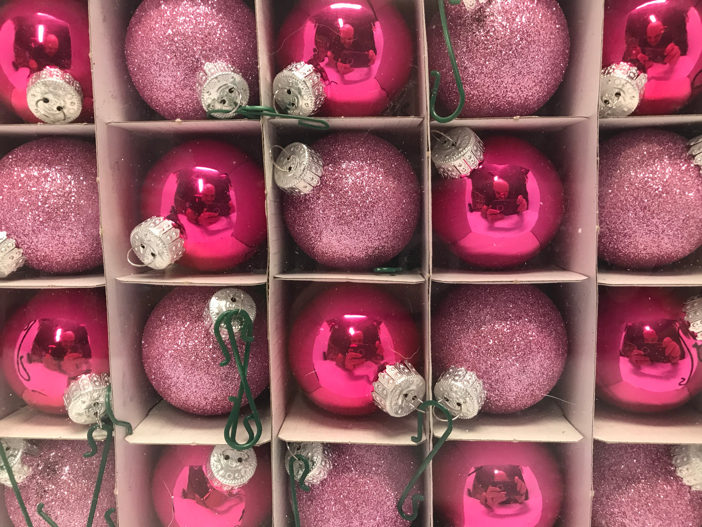 Christmas Ornaments 24 Piece Pink Glitter Glam