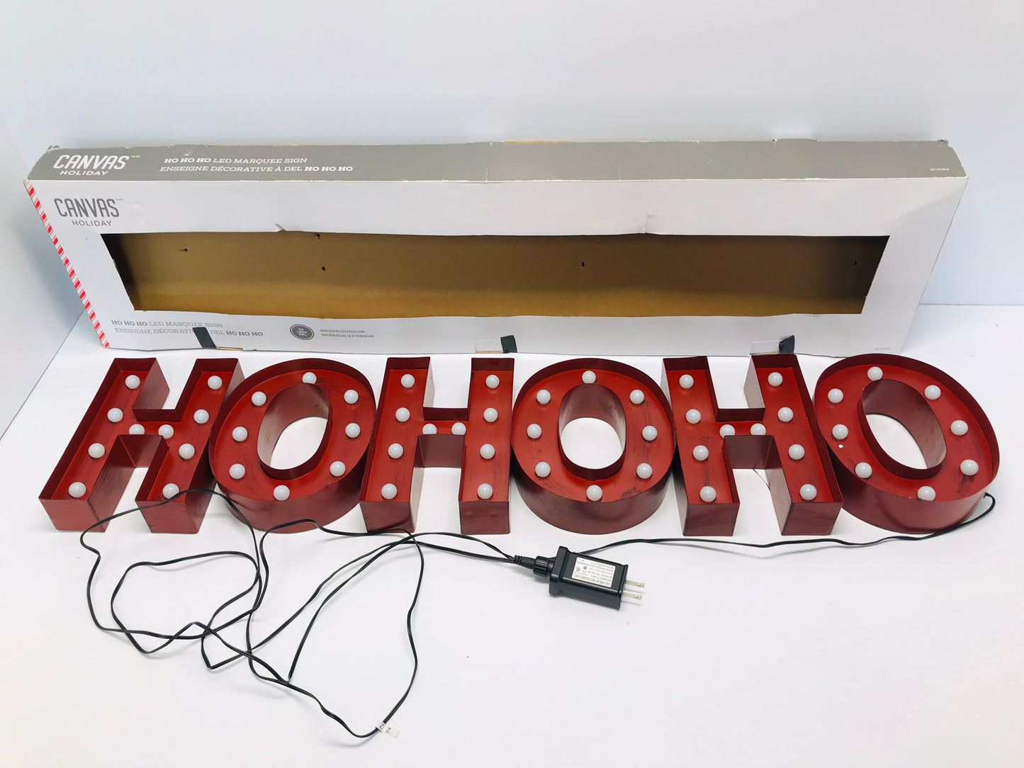 Christmas Outdoor or Indoor Light Up 2 Feet Long Santa's HOHOHO Works Perfect As Shown Like New