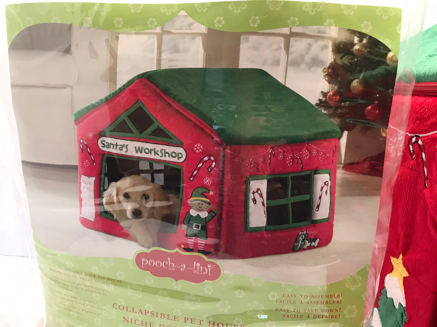 Christmas Pooch A Lini Collapsible Pet House Santa's Workshop 19.6x18.5x18.75 Inches Fits Small Dogs Under 15lbs Puppies Or Cats Used Once Like New