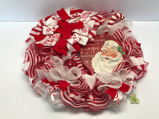 Christmas Wreath X-Large 24x24in Old Saint Nick 1950's Style As New