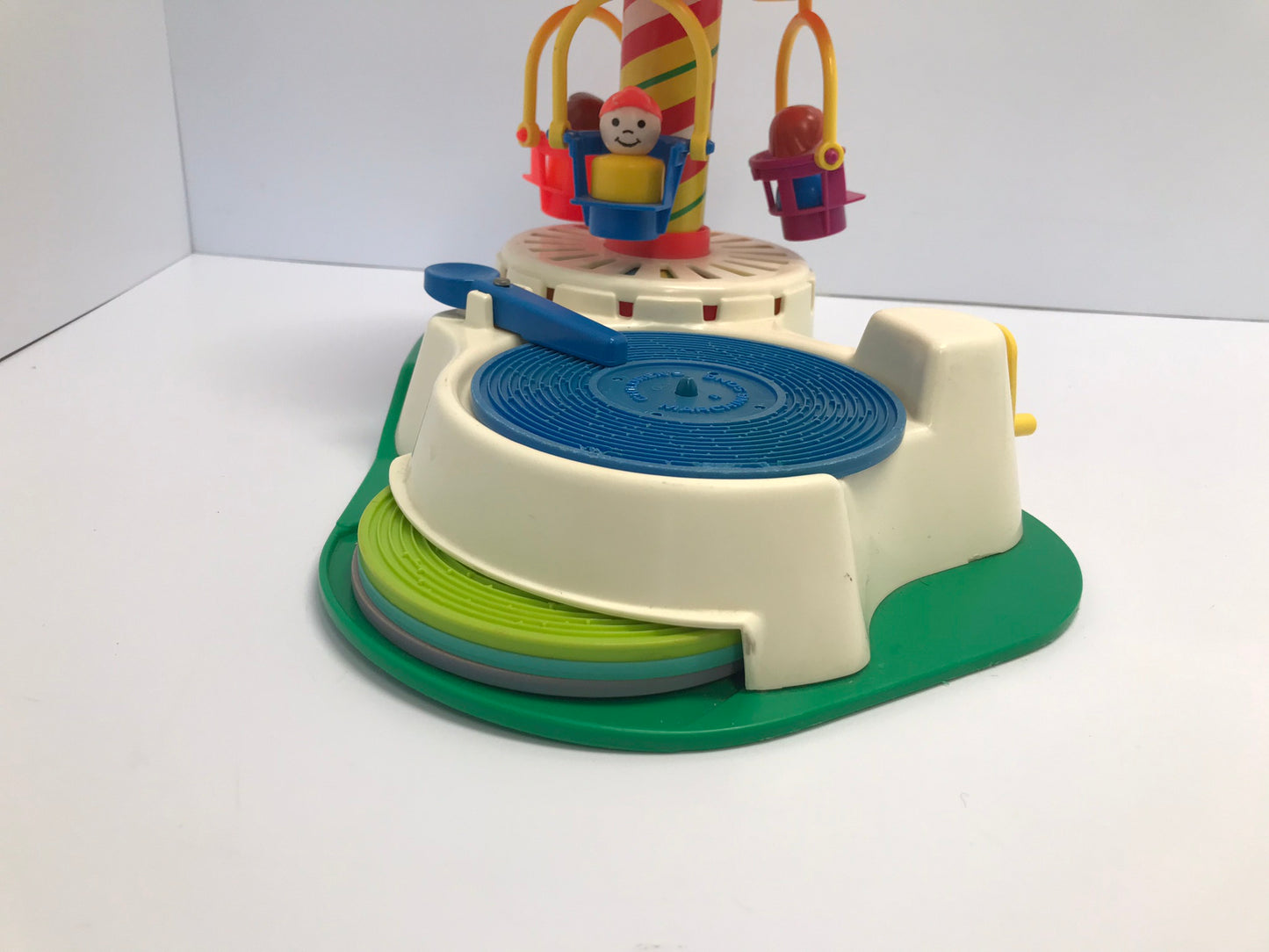 Classic Vintage 1980 Fisher Price Little People Change-A-Tune Carousel #170 With 4 Double Sided Records Works Great Complete