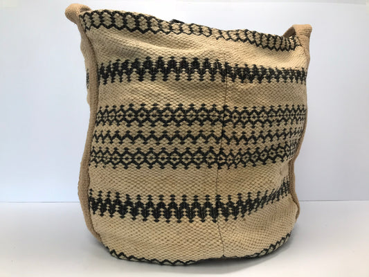 Cottage Handmade Oversized Straw Jute Carry Bag Sack Bucket Outstanding Workmanship 27 x 24 inch New