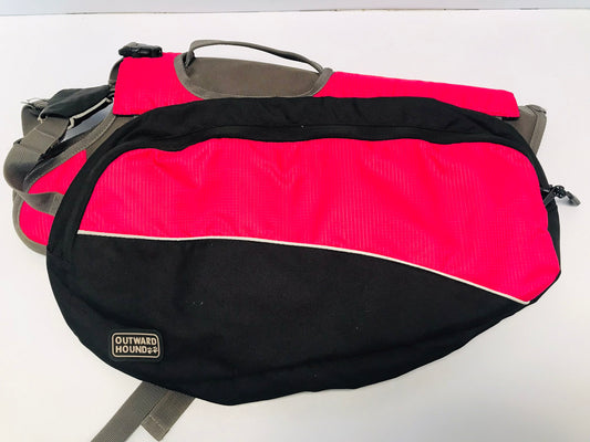 Dog Pet Puppy Outward Hound Dog BackPack Size Large Removeable Side Bags Adjustable Fushia Black Like New
