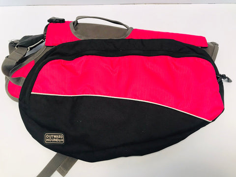Dog Pet Puppy Outward Hound Dog BackPack Size Large Removeable Side Bags Adjustable Fushia Black Like New