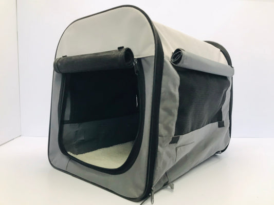 Dogit Soft Dog Cat Pet Crate Small 17x16x14 Folds Flat and Fits In Its Bag Grey Tan Like New Used One Day
