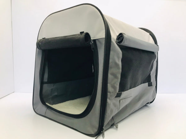 Dogit Soft Dog Cat Pet Crate Small 17x16x14 Folds Flat and Fits In Its Bag Grey Tan Like New Used One Day