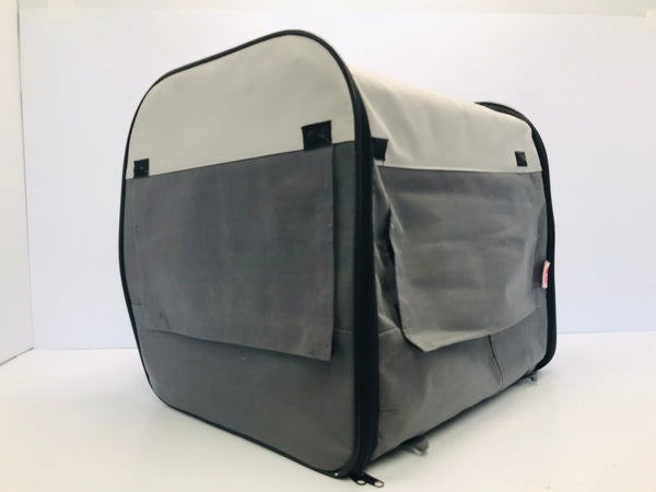 Dogit Soft Dog Cat Pet Crate Small 17x16x14 Folds Flat and Fits In Its Bag Grey Tan Like New Used One Day