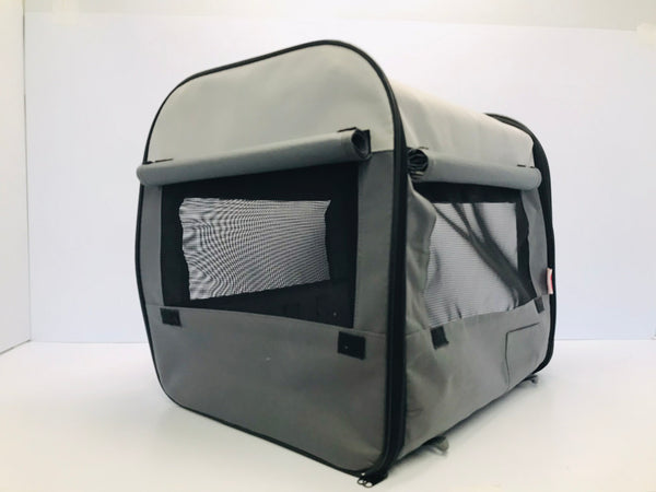 Dogit Soft Dog Cat Pet Crate Small 17x16x14 Folds Flat and Fits In Its Bag Grey Tan Like New Used One Day
