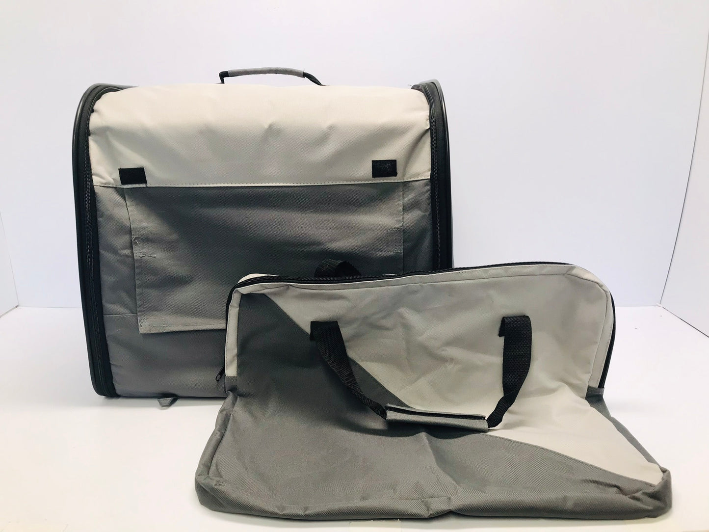 Dogit Soft Dog Cat Pet Crate Small 17x16x14 Folds Flat and Fits In Its Bag Grey Tan Like New Used One Day