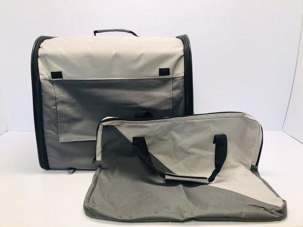 Dogit Soft Dog Cat Pet Crate Small 17x16x14 Folds Flat and Fits In Its Bag Grey Tan Like New Used One Day