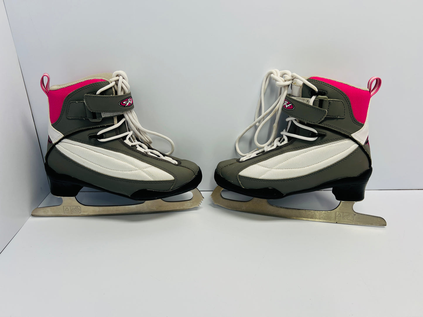 Figure Skates Child Size 5 Youth Vic Soft Skates White Grey Pink Excellent