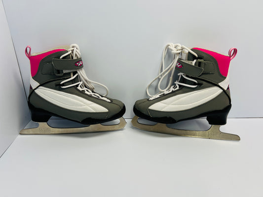Figure Skates Child Size 5 Youth Vic Soft Skates White Grey Pink Excellent