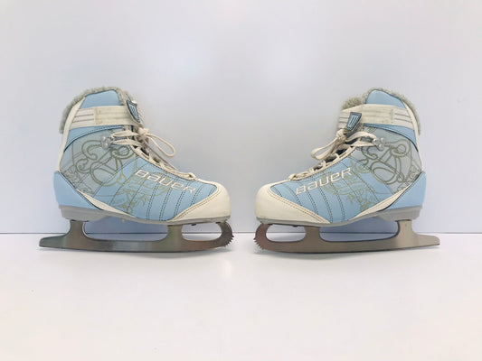 Figure Skates Ladies Size 5-6 Bauer Soft Skates White Grey Excellent