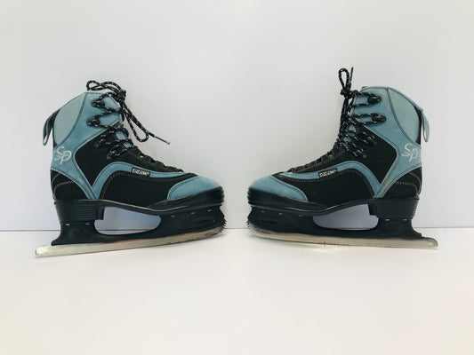 Figure Skates Ladies Women Size 8 CCM Soft Skates Padded Black Blue Excellent