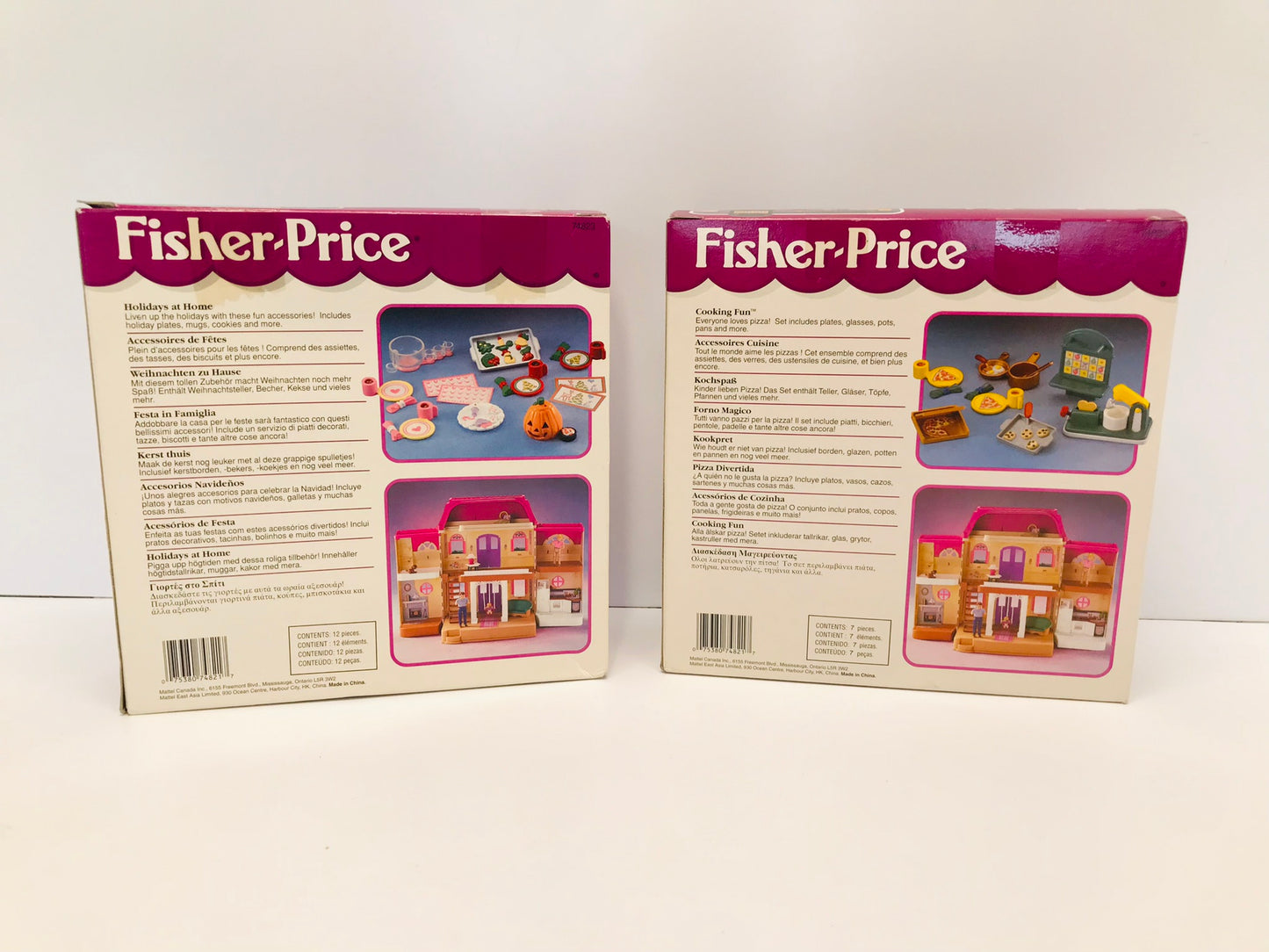 Fisher-Price Loving Family Dollhouse RARE Seasonal Holiday Fun Set and Cooking Fun Home Accessories Set, 1999 New In Box Set of 2
