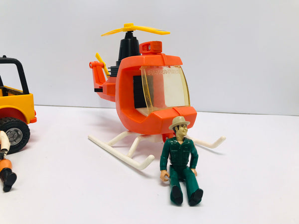 Fisher Price 1970's Adverture People Trail Blazers Jeep and Sea Helicopter With Men RARE
