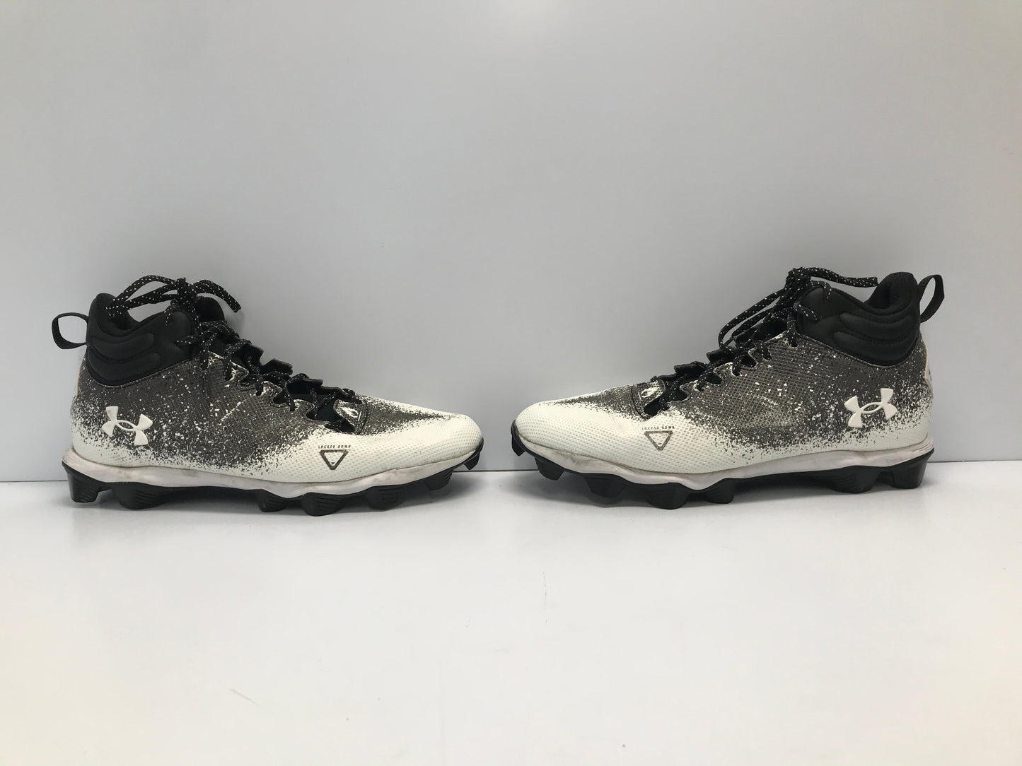 Football Baseball Shoes Cleats Men's Size 10.5 High Top Under Armour Lock Down Black White Grey