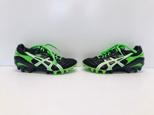 Football Rugby Soccer Shoes Cleats Men's 7.5 Asics Leather Black Green Excellent