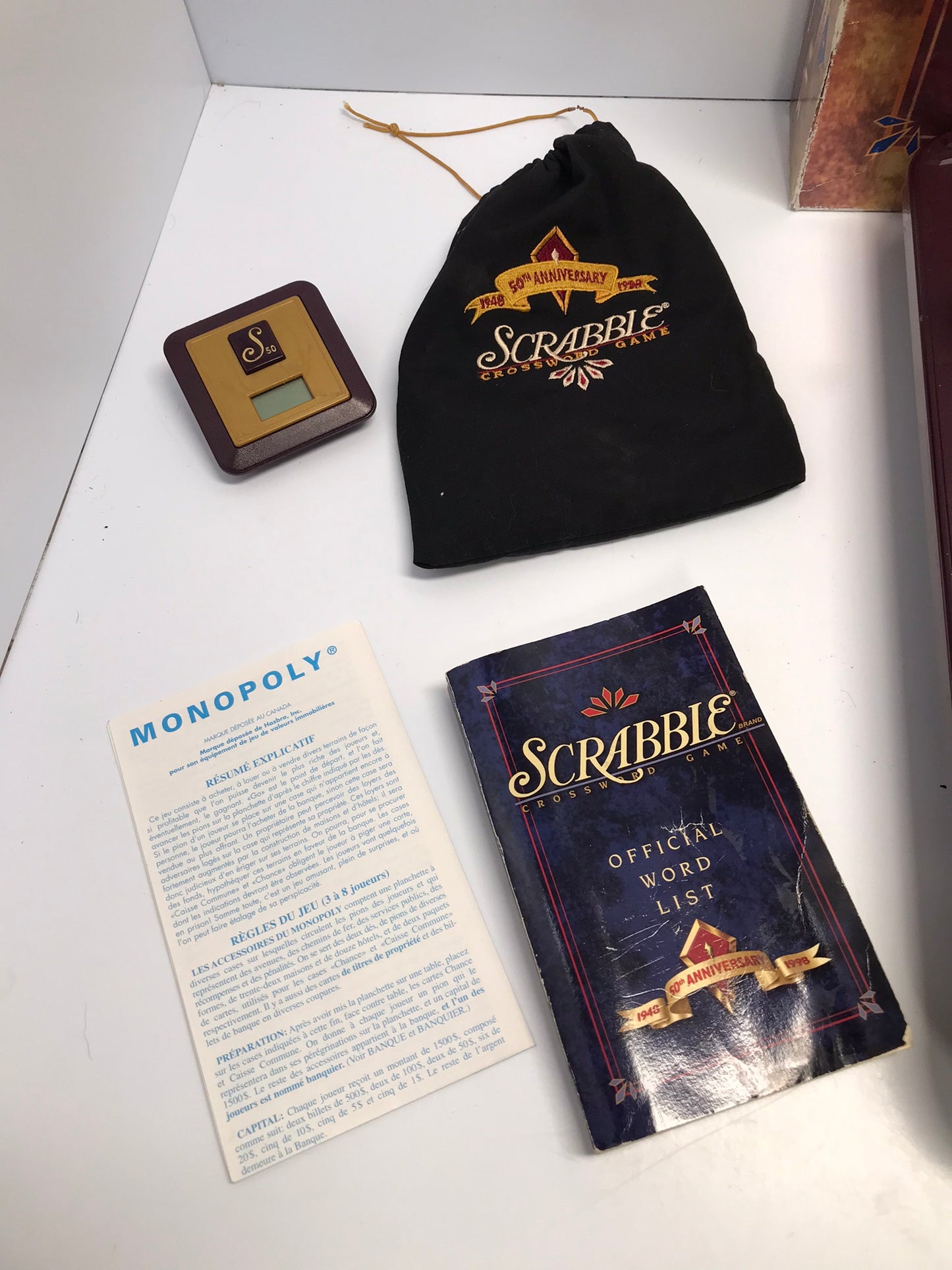 Game 1998 Scrabble 50th Anniversary Turntable Board Vintage Complete 2 Letters Were Replaced Rare