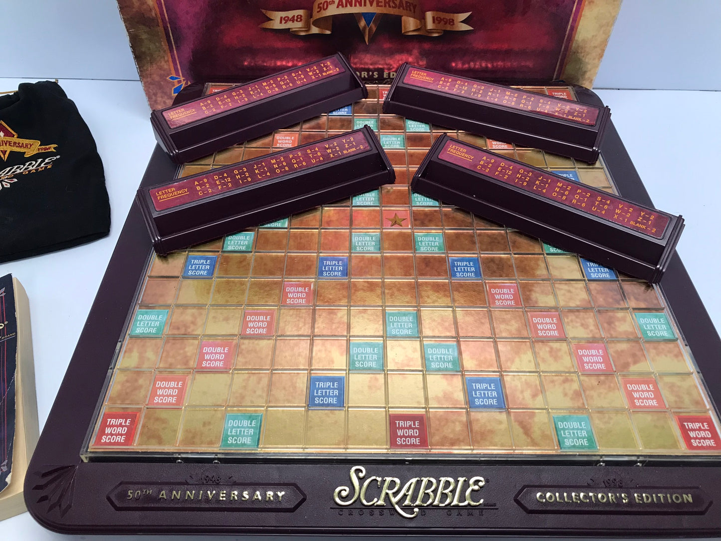 Game 1998 Scrabble 50th Anniversary Turntable Board Vintage Complete 2 Letters Were Replaced Rare