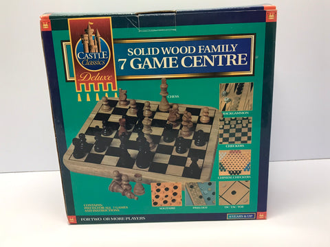 Game Castle Classic Soild Wood 7 Games Back Gammon Checkers Chinese Checkers Solitaire Pass Out Tic Tac Toe New In Box