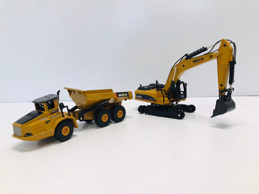 Gemini&Genius Heavy Metal Die-cast Articulated Dump Truck Excavator Engineering Vehicle Construction Heavy Alloy Models Toys for Kids Like New 8-18 inch