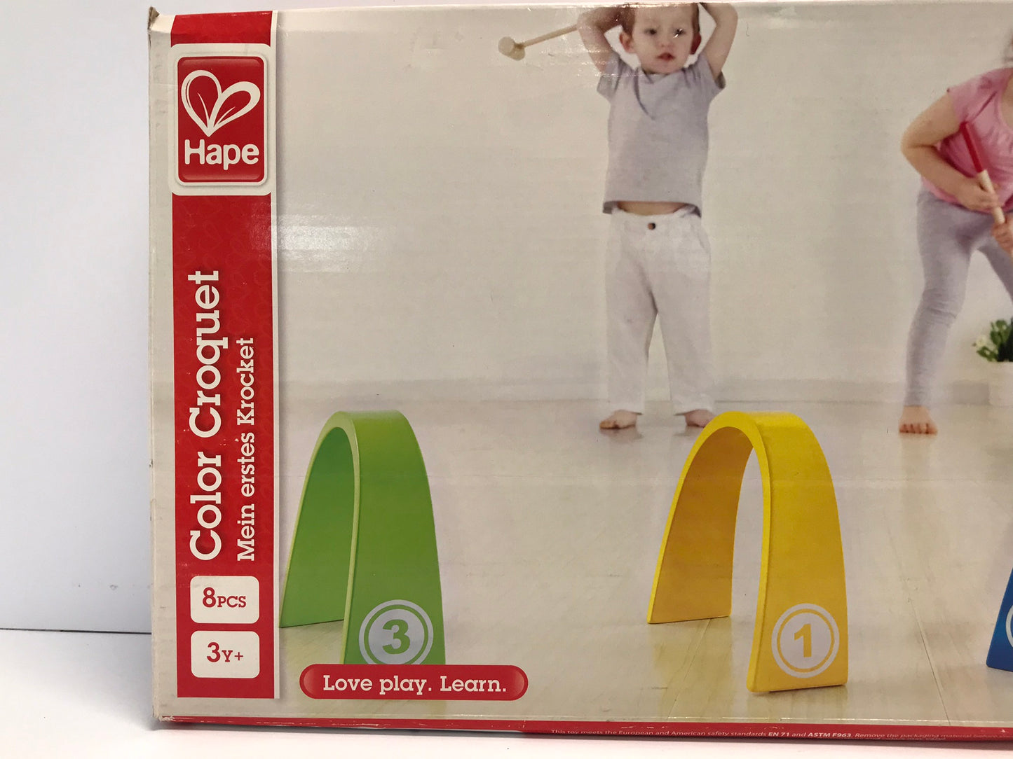 Hape Wooden Kids Outdoor Backyard or Indoor Colorful Croquet Set for 2 Players New In Box