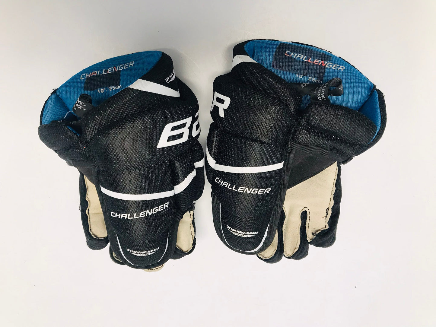 Hockey Gloves Child Size 10 inch Bauer Challenger Black White Blue Like New