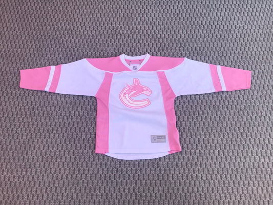 Hockey Jersey Child Size 10 Vancouver Canucks Pink White Excellent