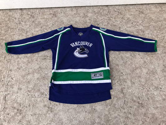 Hockey Jersey Child Size Youth 4 NHL Vancouver Canucks Blue Like New