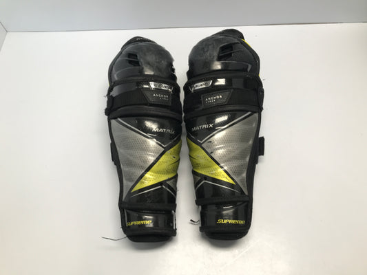 Hockey Shin Pads Child Junior Size 12in Bauer Supreme Matrix With Removable Liner Calf Wrap Black Gold