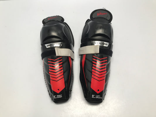 Hockey Shin Pads Child Size 8 in Age 4-5 Bauer Lil Sports Black Red Excellent