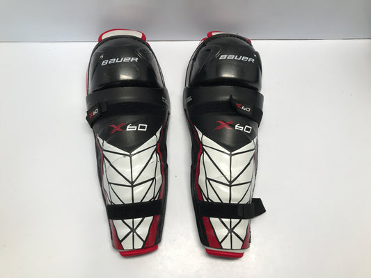Hockey Shin Pads Men's Senior 14in Bauer Vapor X.60 Black White Red Calf Wrap Removable Liner Excellent 40 1