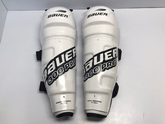 Hockey Shin Pads Men's Size 15 Inches Black White Bauer Supreme 300 Like New