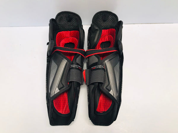Hockey Shin Pads Junior Size 11 inch CCM Jetspeed Calf Wrap and Slim Fit Black Red Excellent