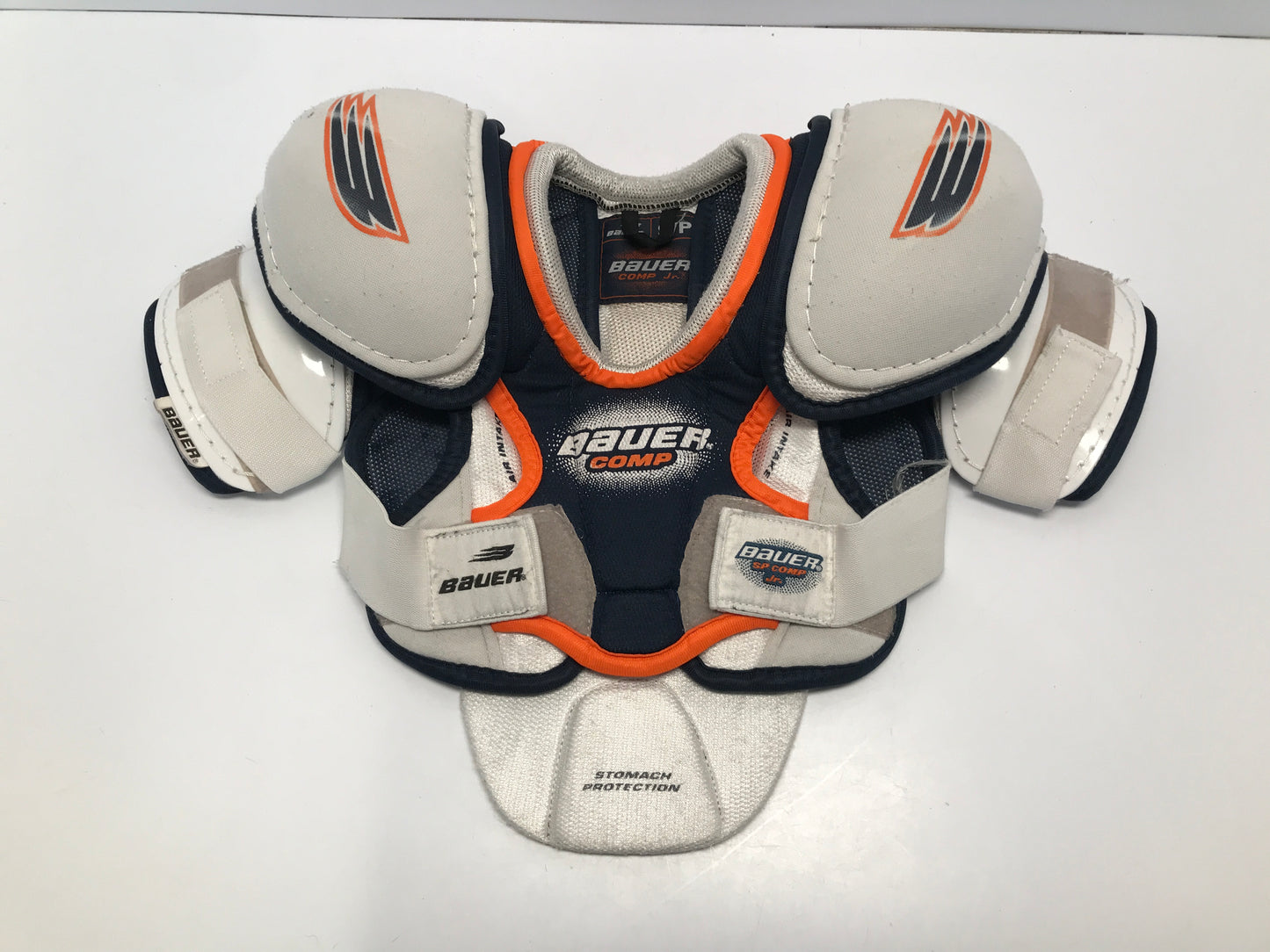 Hockey Shoulder Chest Pad Child Junior Size Small Age 6-8 Bauer White Blue Orange