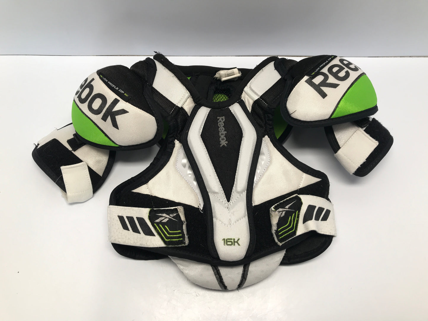 Hockey Shoulder Chest Pad Child Size Junior Medium Reebox Black White Lime