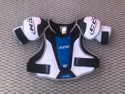 Hockey Shoulder Chest Pad Men's Size X Large CCM U White Blue Black Excellent