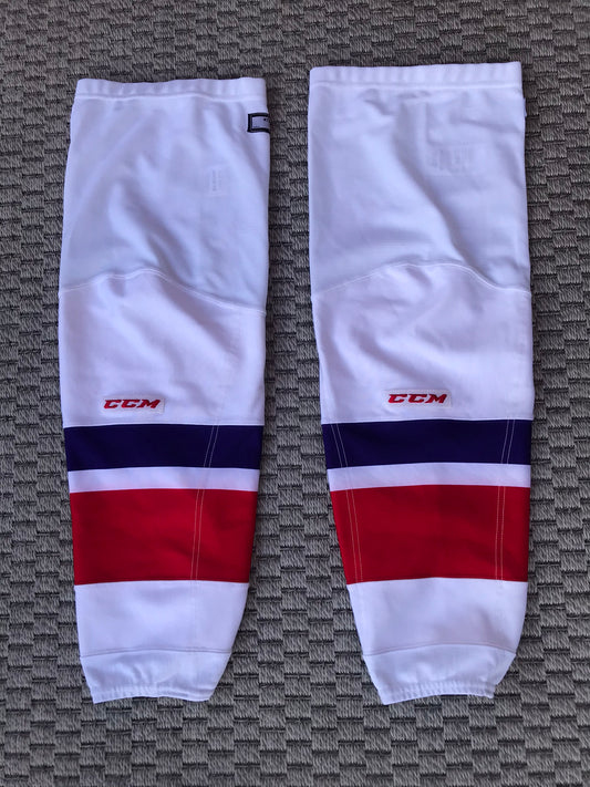 Hockey Socks 16-17 Inches CCM Pro Stock White Red Blue