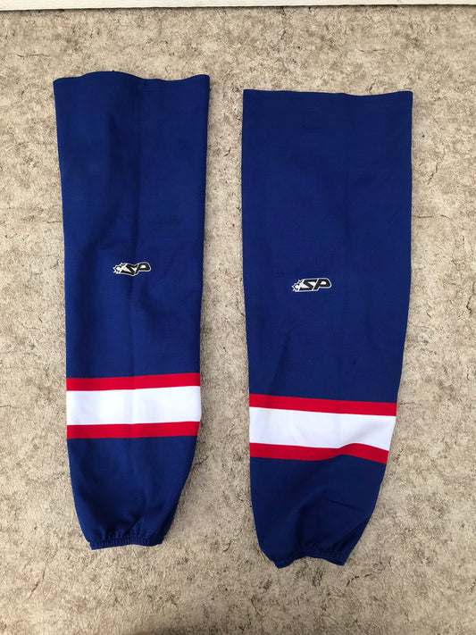 Hockey Socks 16 Inches Senior Pro Stock Blue Red Few Marks
