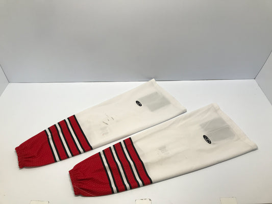 Hockey Socks Junior 24in Intermediate Velcro Tabs Red White Red White Few Marks