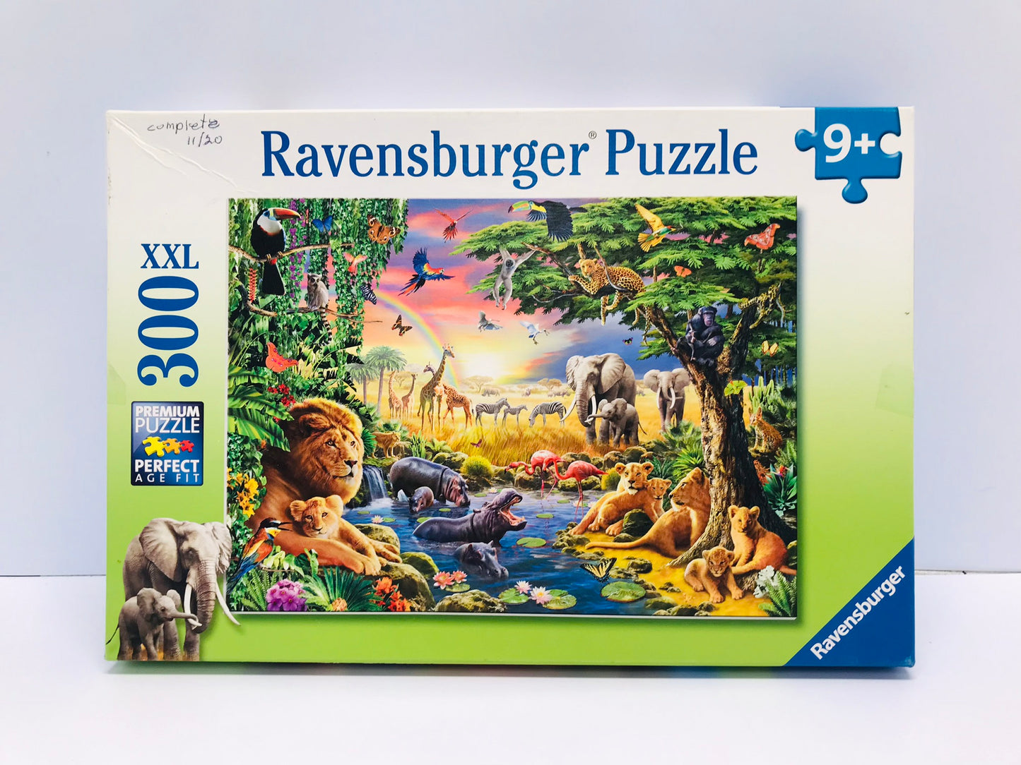Child Jigsaw Puzzle 300 pc Ravensburger Evening At The Zoo Watering Hole Excellent