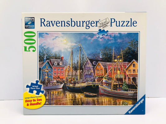 Jigsaw Puzzle Ravensburger 500 pc Ships Aglow Large Size Pieces Excellent