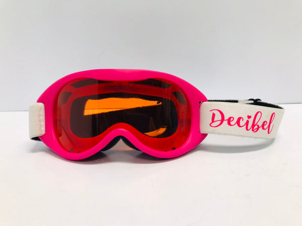 Ski Goggles Child Size 4-7 Decibel Brilliant Pink White with Orange Lense Like New