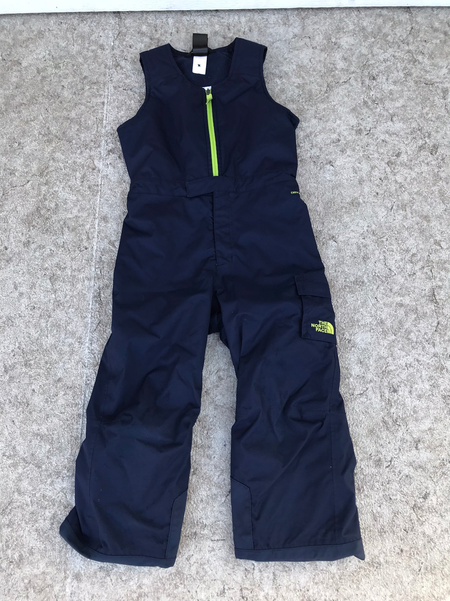 Snow Pants Child Size 5-6 The North Face Dry Vent With Bib Toddler Adjustable Marine Blue and Lime Minor Wear