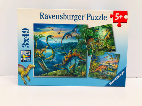 Child Jigsaw Puzzle 3X49 pc Ravensburger Dinosaur Facination Excellent