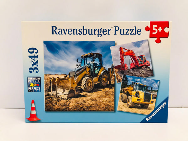 Child Jigsaw Puzzle 3X49 pc Ravensburger Construction Digger At Work Excellent