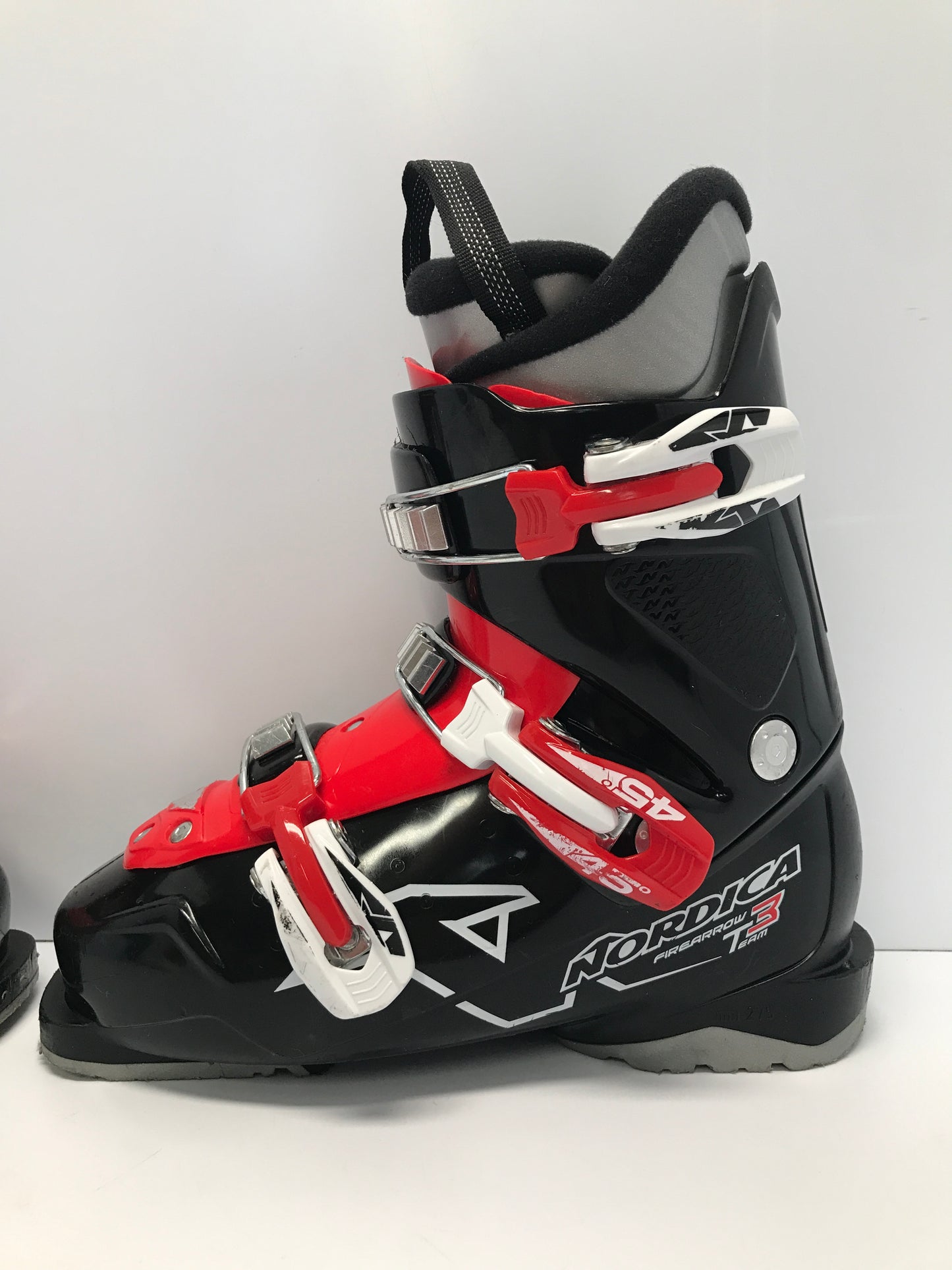 Ski Boots Mondo Size 25.0 Men's Size 7 Ladies size 8 290 mm Nordica Firearrow Black Red White Nice!