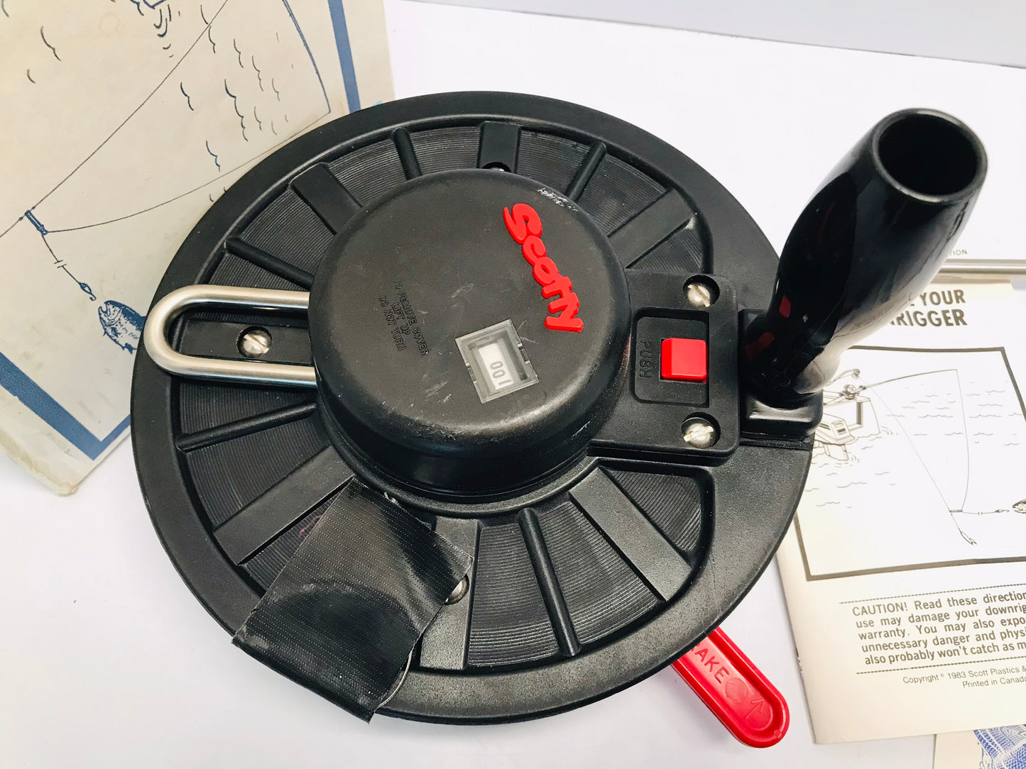 Fishing Adventure Original 1973 Scotty Saltaire Fishing Downrigger Stainless Steel Line Works Perfect Ocean or Lake Great for Kayak, Small Boat or Canoe